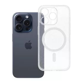   iPhone 15 PRO készülékhez tok, Clear Mag Cover (STR / CAMERA PROTECTION), MagSafe-kompatibilis, átlátszó csillámos