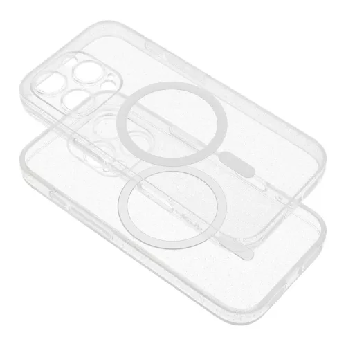 iPhone 15 PRO készülékhez tok, Clear Mag Cover (STR / CAMERA PROTECTION), MagSafe-kompatibilis, átlátszó csillámos