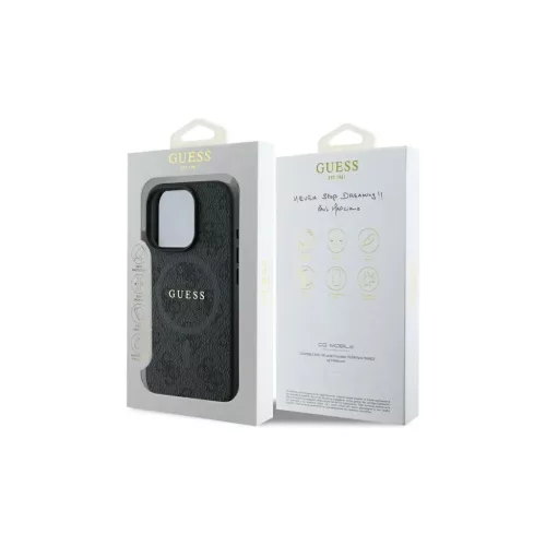 GUESS tok iPhone 16 Pro Max készülékhez MagSafe-kompatibilis GUHMP16XG4GFRK (PU 4G Ring Classic Logo) fekete