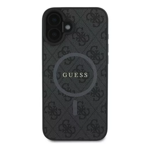 GUESS tok iPhone 16 Plus készülékhez, MagSafe-kompatibilis, PU 4G Ring Classic Logo (GUHMP16MG4GFRK), fekete