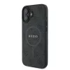 GUESS tok iPhone 16 Plus készülékhez, MagSafe-kompatibilis, PU 4G Ring Classic Logo (GUHMP16MG4GFRK), fekete