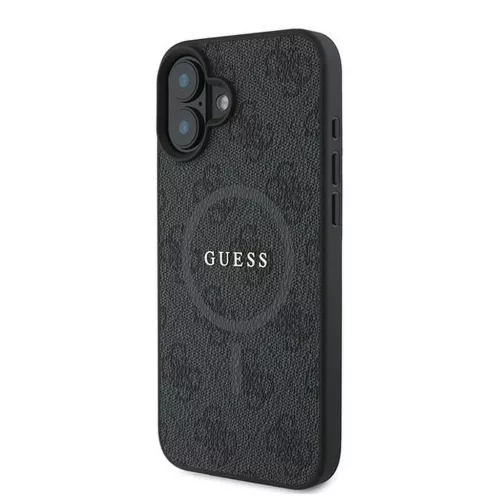 GUESS tok iPhone 16 Plus készülékhez, MagSafe-kompatibilis, PU 4G Ring Classic Logo (GUHMP16MG4GFRK), fekete