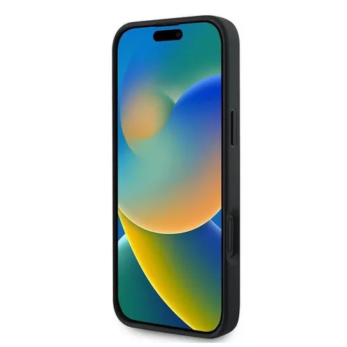 GUESS tok iPhone 16 Plus készülékhez, MagSafe-kompatibilis, PU 4G Ring Classic Logo (GUHMP16MG4GFRK), fekete