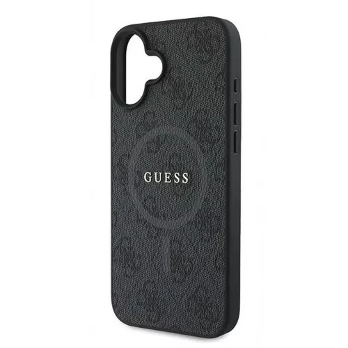 GUESS tok iPhone 16 Plus készülékhez, MagSafe-kompatibilis, PU 4G Ring Classic Logo (GUHMP16MG4GFRK), fekete