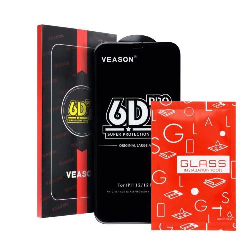 6D Pro Veason Glass kijelzővédő üvegfólia iPhone 15 Plus/16 Plus készülékhez, fekete