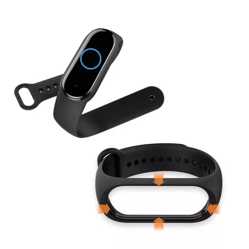 XIAOMI Mi Band 5/6/7 készülékhez szilikon szíj fekete