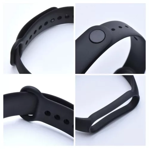 XIAOMI Mi Band 5/6/7 készülékhez szilikon szíj fekete