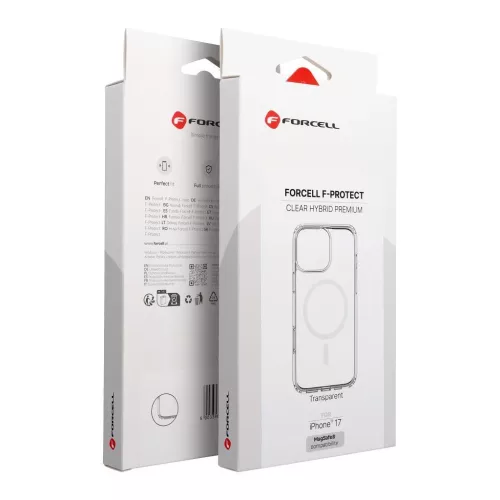iPhone 17 készülékhez Forcell F-Protect Clear Hybrid Premium tok, MagSafe-kompatibilis, átlátszó