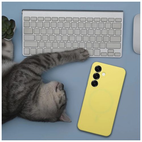 Szilikon tok Samsung S25 PLUS készülékhez, 2mm, MagSafe kompatibilis, sárga