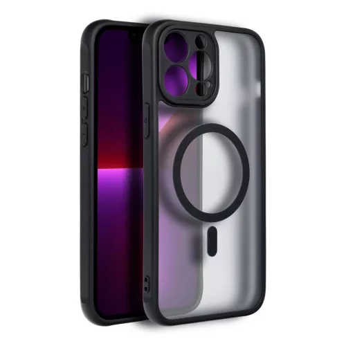 iPhone 13 Pro Max készülékhez Full Matte Mag Cover tok, MagSafe-kompatibilis, fekete