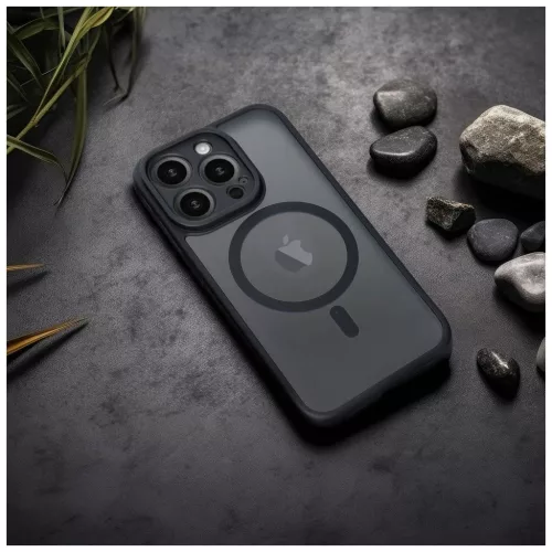 iPhone 13 Pro Max készülékhez Full Matte Mag Cover tok, MagSafe-kompatibilis, fekete