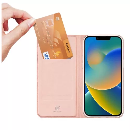 DUX DUCIS SKIN PRO pénztárca tok iPhone 14 Plus készülékhez rózsaszín