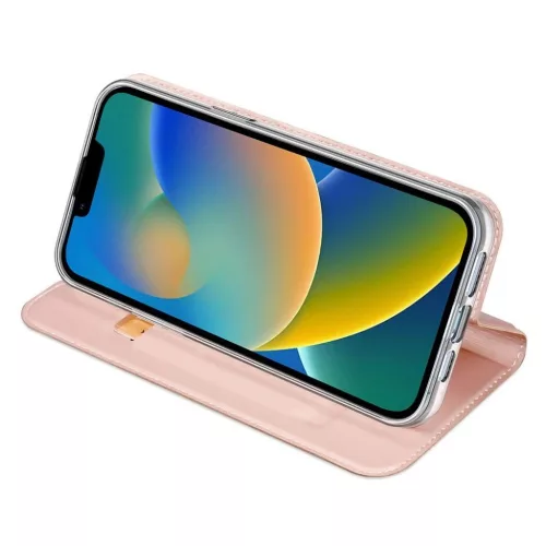 DUX DUCIS SKIN PRO pénztárca tok iPhone 14 Plus készülékhez rózsaszín
