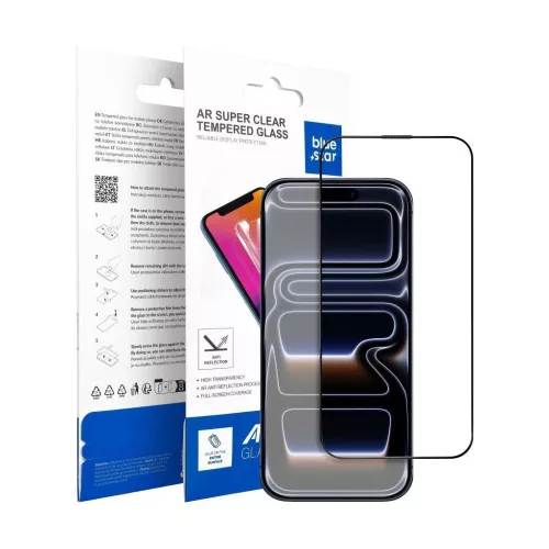Edzett üvegfólia iPhone 17 Pro Max készülékhez, Blue Star 5D AR, fekete