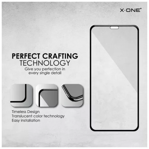 X-ONE 3D teljes borítású edzett üveg kijelzővédő iPhone X/Xs készülékhez fekete