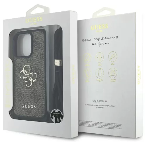 GUESS tok iPhone 16 Pro Max készülékhez GUHCP16XP4GMGCRW (CBDY PU 4G Big Logo W/Cord Strap) barna