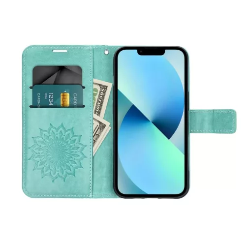 MEZZO könyvtok XIAOMI Redmi Note 13 4G készülékhez mandala zöld