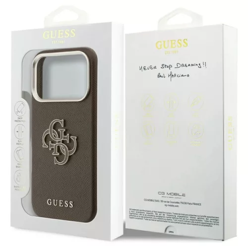 GUESS tok iPhone 17 Pro készülékhez GUHCP17L5PS4RGGW (PU FW Resin Logo) barna