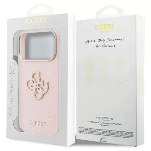 GUESS tok iPhone 17 Pro készülékhez (GUHCP17L5PS4RGGP, PU FW Resin Logo) rózsaszín