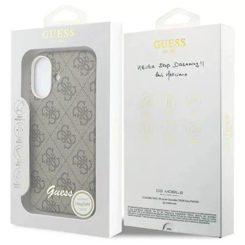 GUESS PU FW 4G Script tok iPhone 17 készülékhez MagSafe-kompatibilis barna