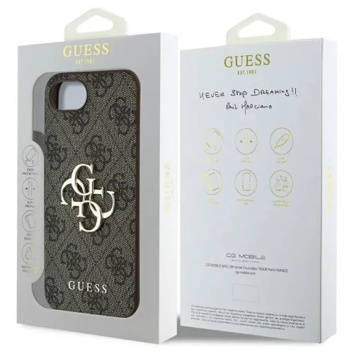 GUESS tok iPhone SE 4 (2025) készülékhez GUHCPSE44GMGBR (4G PU Big Logo) barna