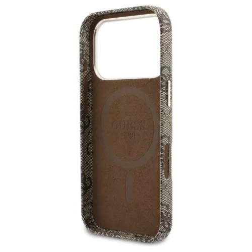 GUESS tok iPhone 17 Pro készülékhez, MagSafe-kompatibilis, GUHMP17L5P4FWMSW (PU FW 4G Script), barna