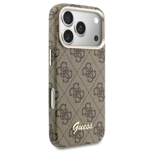 GUESS tok iPhone 17 Pro készülékhez, MagSafe-kompatibilis, GUHMP17L5P4FWMSW (PU FW 4G Script), barna