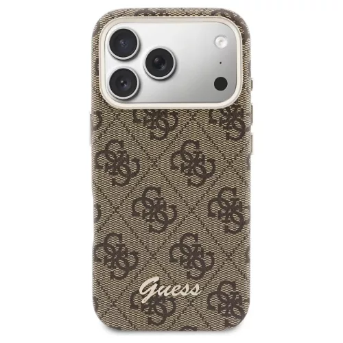 GUESS tok iPhone 17 Pro készülékhez, MagSafe-kompatibilis, GUHMP17L5P4FWMSW (PU FW 4G Script), barna