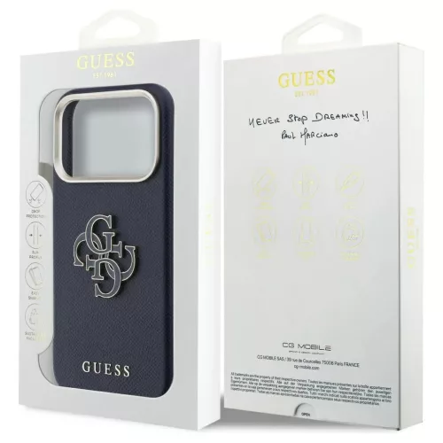 GUESS tok iPhone 17 Pro készülékhez GUHCP17L5PS4RGGB (PU FW Resin Logo) kék