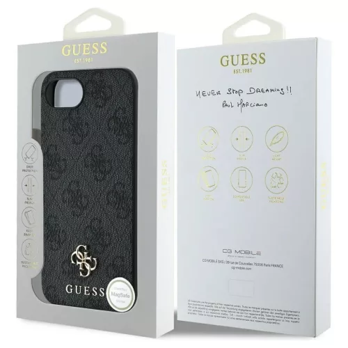 GUESS MagSafe-kompatibilis tok iPhone 16e/17e (SE 4 2025) készülékhez GUHMPSE4P4SM4MK (PU 4G Small 4G and Classic) fekete