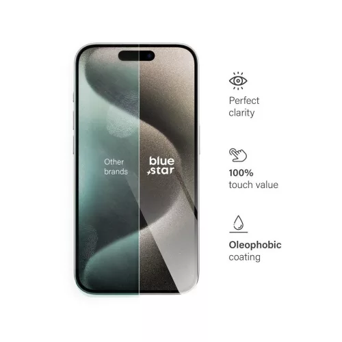 iPhone 15 Pro készülékhez Blue Star edzett üveg kijelzővédő