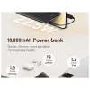 Veger C11 (W1170) külső akkumulátor 10000 mAh PD QC3.0 22,5 W 2 A beépített USB-C és Lightning kábelekkel fekete