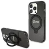 Eredeti GUESS előlapos tok GUHMP15XHRSGSK iPhone 15 Pro Max készülékhez (Magsafe-kompatibilis, Glitter Script logó, gyűrűs állvány, fekete)