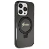 Eredeti GUESS előlapos tok GUHMP15XHRSGSK iPhone 15 Pro Max készülékhez (Magsafe-kompatibilis, Glitter Script logó, gyűrűs állvány, fekete)