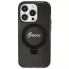 Eredeti GUESS előlapos tok GUHMP15XHRSGSK iPhone 15 Pro Max készülékhez (Magsafe-kompatibilis, Glitter Script logó, gyűrűs állvány, fekete)