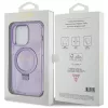 GUESS GUHMP15XHRSGSU Eredeti előlapos tok iPhone 15 Pro Max készülékhez – MagSafe-kompatibilis, Glitter Script Logo, gyűrűs tartó, lila