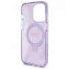 GUESS GUHMP15XHRSGSU Eredeti előlapos tok iPhone 15 Pro Max készülékhez – MagSafe-kompatibilis, Glitter Script Logo, gyűrűs tartó, lila