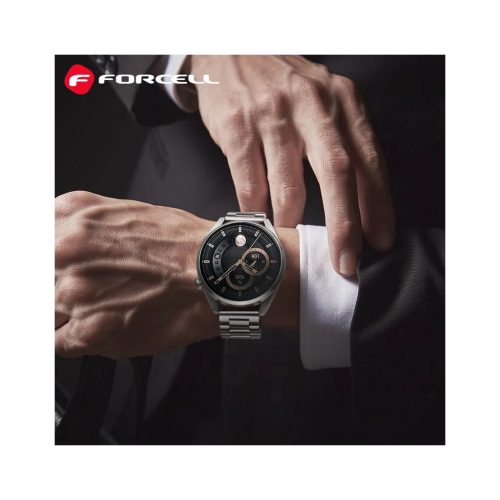 Forcell F-Design FS06 20 mm-es acél csatos szíj Samsung Galaxy Watch készülékhez, ezüst