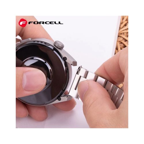 Forcell F-Design FS06 20 mm-es acél csatos szíj Samsung Galaxy Watch készülékhez, ezüst