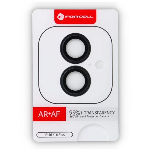 Forcell Premium kameraüveg iPhone 16 és 16 Plus készülékhez fekete