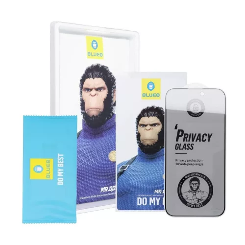 5D Mr. Monkey kémlelés elleni erős adatvédelem üvegfólia Apple iPhone 13 készülékhez fekete