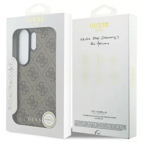 GUESS tok Samsung S26 Ultra készülékhez GUHMS26LGF4GBR (PU 4G Classic Logo with Charm) barna