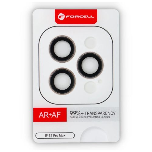 Forcell Premium iPhone 12 Pro Max készülékhez kameralencsevédő üveg arany