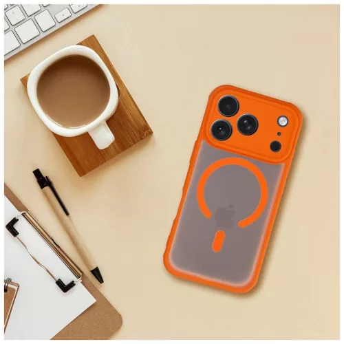 iPhone 17 Pro Max készülékhez Full Matte Mag Cover MagSafe-kompatibilis tok narancssárga