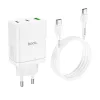 Hoco telefon töltő 2× USB-C + USB-A QC3.0 PD 3A 35W és USB-C–USB-C N33 kábel fehér