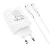 Hoco telefon töltő 2× USB-C + USB-A QC3.0 PD 3A 35W és USB-C–USB-C N33 kábel fehér