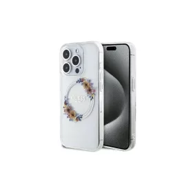   GUESS tok iPhone 15 Pro Max készülékhez MagSafe-kompatibilis GUHMP15XHFWFCT (Flowers Wreath) átlátszó