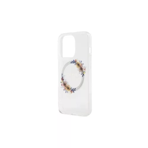 GUESS tok iPhone 15 Pro Max készülékhez MagSafe-kompatibilis GUHMP15XHFWFCT (Flowers Wreath) átlátszó