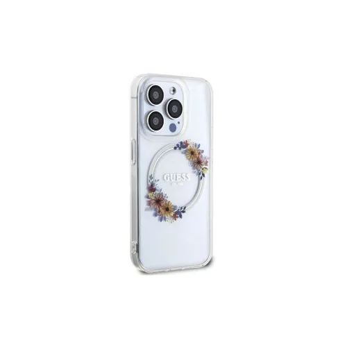 GUESS tok iPhone 15 Pro Max készülékhez MagSafe-kompatibilis GUHMP15XHFWFCT (Flowers Wreath) átlátszó
