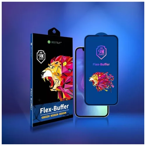 Bestsuit Flex-Buffer Hybrid Glass 5D üvegfólia Apple iPhone 13 mini készülékhez, antibakteriális Biomaster bevonattal, fekete